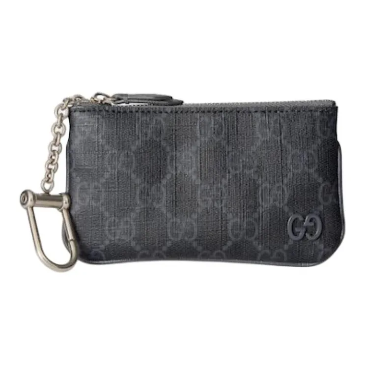GUCCI Canvas Key Pouch Canvas Bag Unisex Gray-2