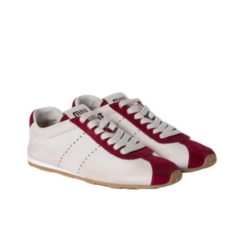 MIU MIU Plume Low Top Casual Shoes Women's White Red-2