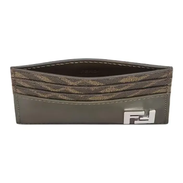 FENDI Calfskin Card Holder Men's Green-2