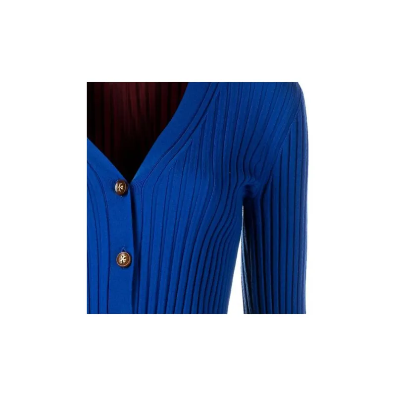 TORY BURCH Color Block Ribbed Cardigan-6