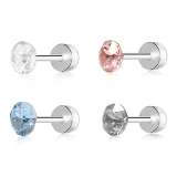 Huazi Stud Earrings 4mm-White+Light Rose Red+Blue+Starry Black
