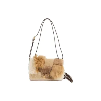 COACH Bandit Calfskin Portable Crossbody Bag Shoulder Bag Medium Size Women's Brass With Ivory