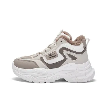 Warrior Warm Wear Resistant Height Increasing High Top Chunky Sneakers Women's Beige Brown