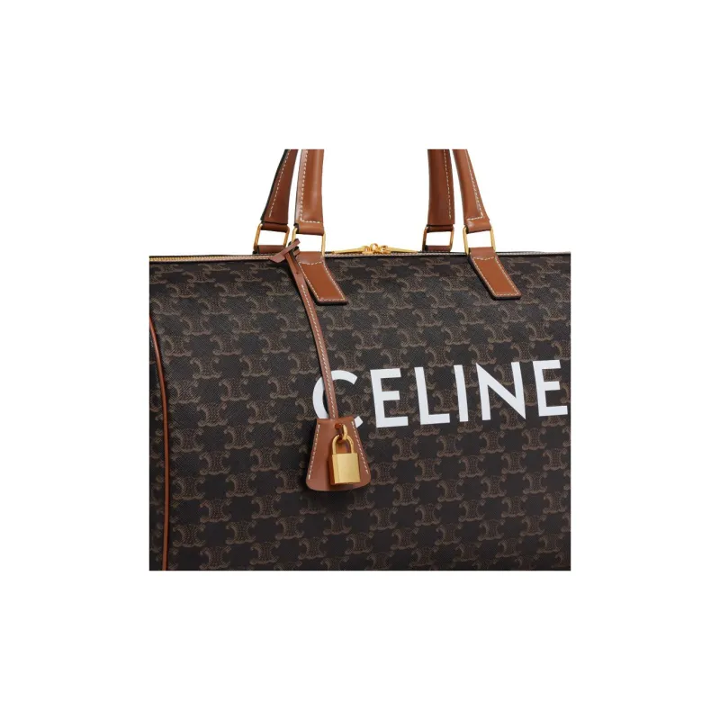 CELINE Fabric With Cow Leather Shoulder Bag, Crossbody Bag, Handbag, Travel Bag Medium Size Women's Tawny-4