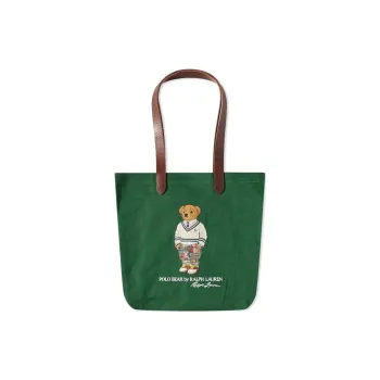 Polo Ralph Lauren Cotton Tote Bag Shopping Bag Handbag Shoulder Bag Medium Size Men's Green