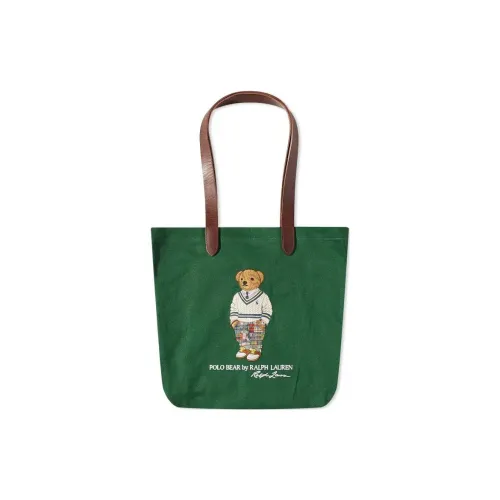 Polo Ralph Lauren Cotton Tote Bag Shopping Bag Handbag Shoulder Bag Medium Size Men's Green