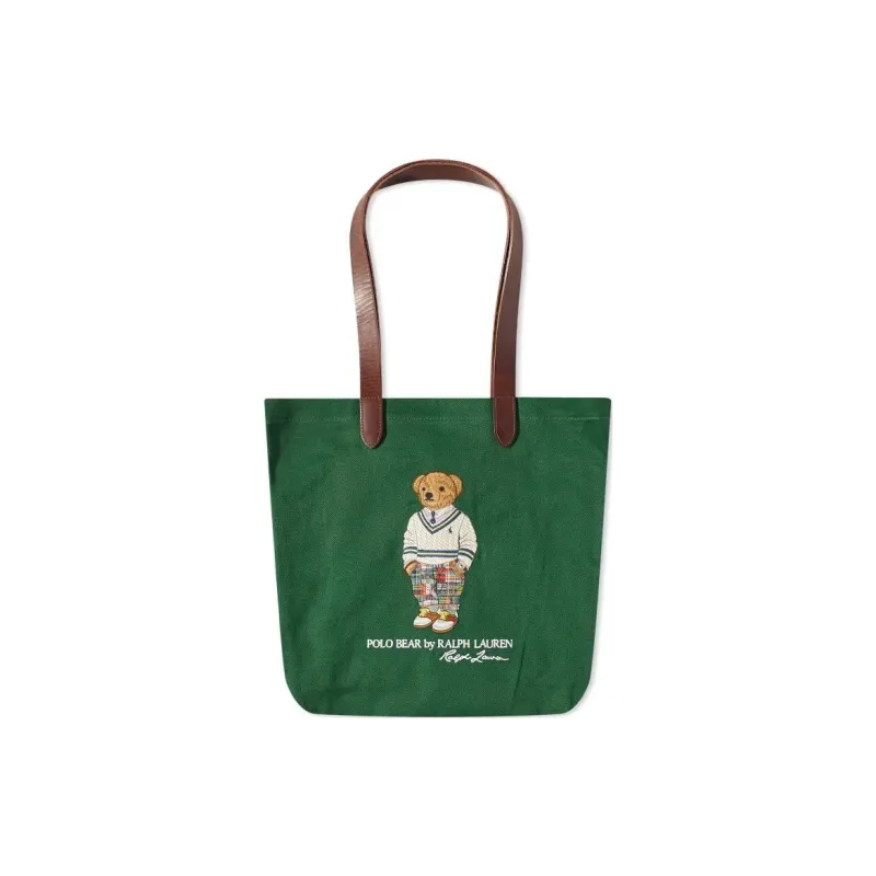 Polo Ralph Lauren Cotton Tote Bag Shopping Bag Handbag Shoulder Bag Medium Size Men's Green-0