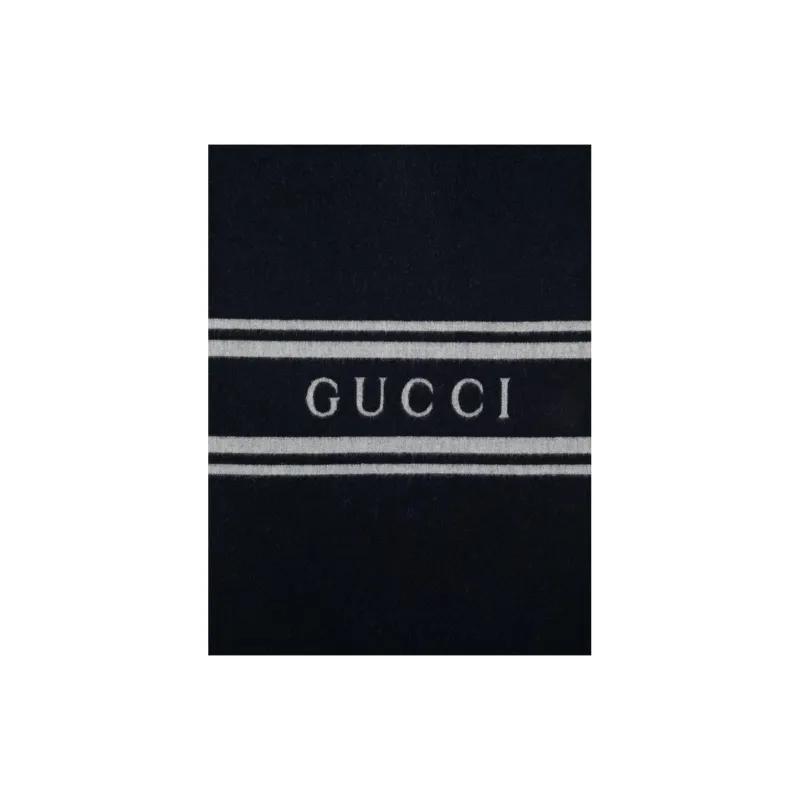 GUCCI Logo Intarsia Fringed Scarf-4