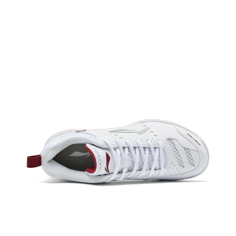 LiNing Feather Cushioning Anti-Slip And Wear-Resistant Low-Top Badminton Shoes Unisex White Red-4