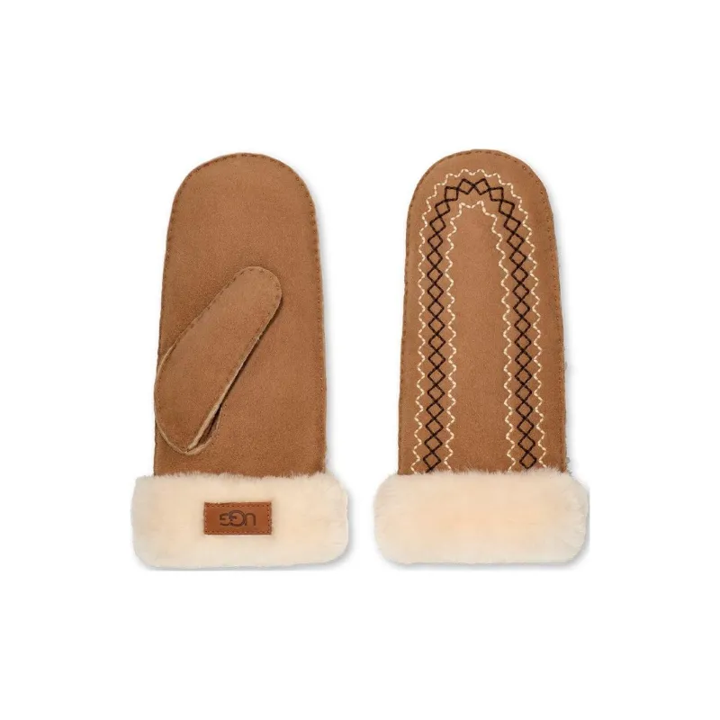 UGG Shearling Gloves Women's Chestnut-1