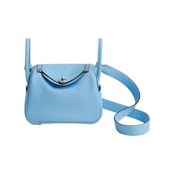 HERMES Lindy Swift Calfskin Shoulder Bag, Crossbody Bag, Handbag Mini Women's 7N Celeste Sky Blue