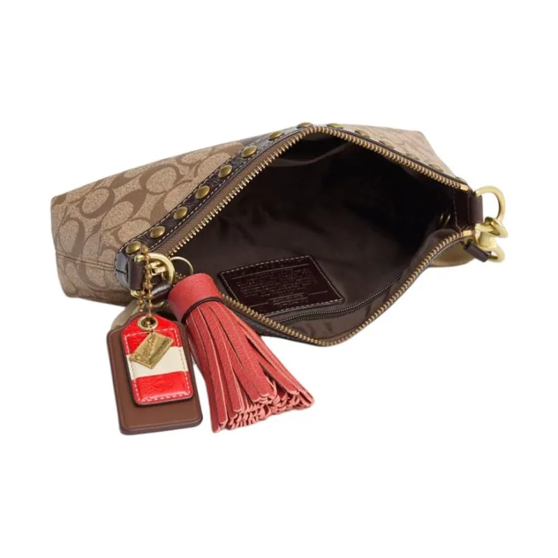 COACH Demi Canvas Handbag, Crossbody Bag, Shoulder Bag Women's Khaki & Dark Brown-2
