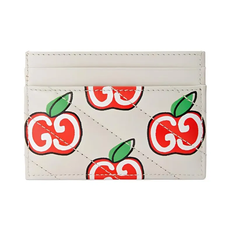 GUCCI MarmontGG Marmont Collection Quilting Leather Card Clip Card Holder Women's White-1