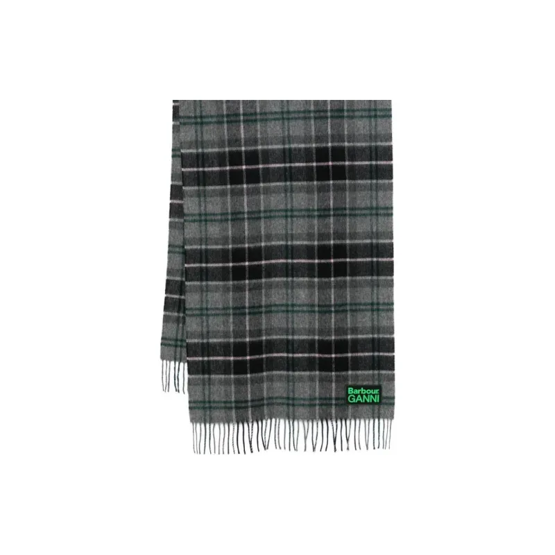 BARBOUR X Ganni Checkered Fringed Edge Scarf-1