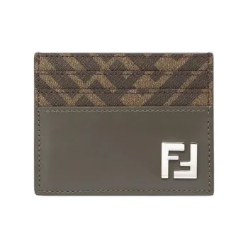 FENDI Calfskin Card Holder Men's Green
