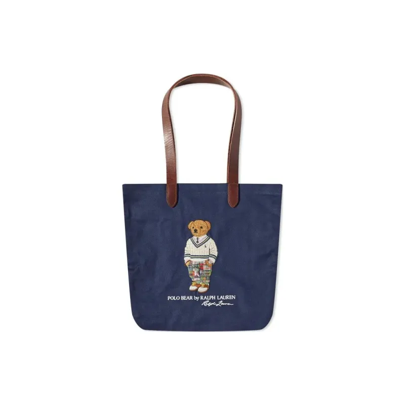 Polo Ralph Lauren Polo Bear Twill Shopper Tote Bag Women's Navy Blue-0