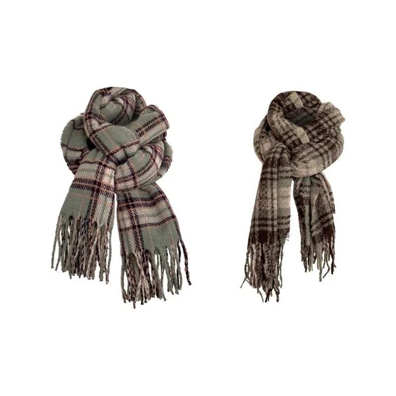 Tokyo Season Polyester Knit Scarves Unisex Purple Green-4