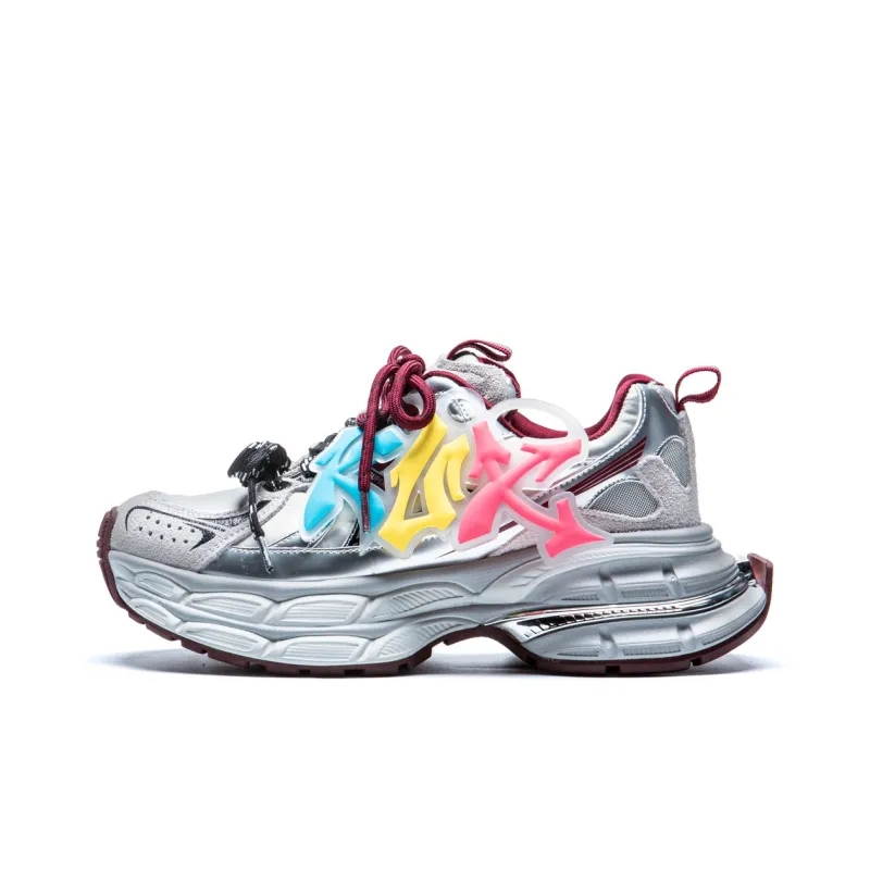 KUX Chunky Sneakers Women's Low Top Angora Rainbow-0