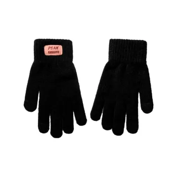 PEAK Acrylic Knit Gloves Unisex Black Gray Color