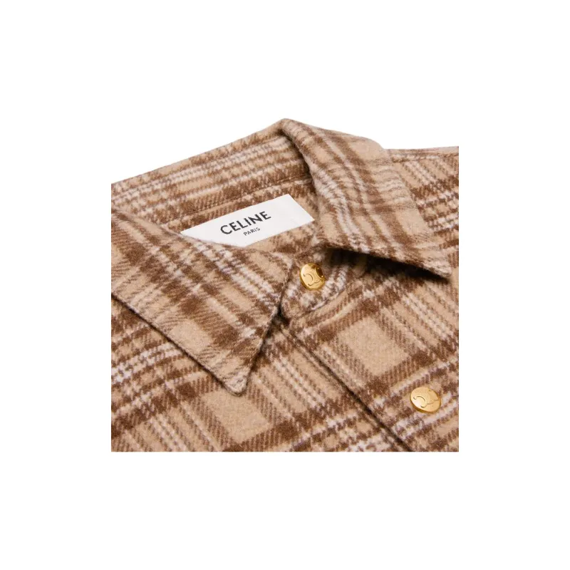 CELINE Romy Cropped Shirt In Checked Cashmere-2