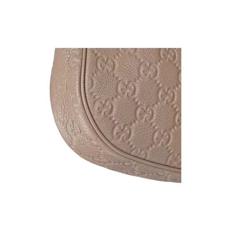 GUCCI Grain Leather Shoulder Bag, Crossbody Bag Trumpets Women's Taupe-7