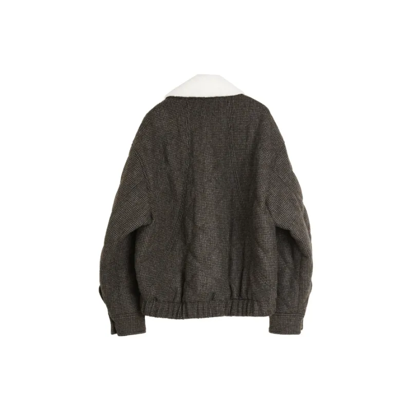 ELLE Puffer Jacket Women's Coffee Plaid-1