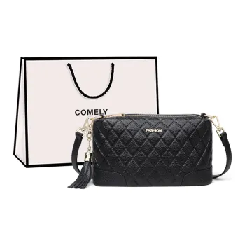 COMELY Cow Leather With Synthetic Leather Shoulder Bag, Crossbody Bag Regular Women's Black