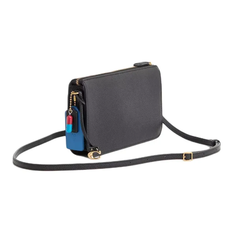 COACH NOA Polished Pebble Leather Shoulder Bag, Crossbody Bag Small Size Women's Black-2