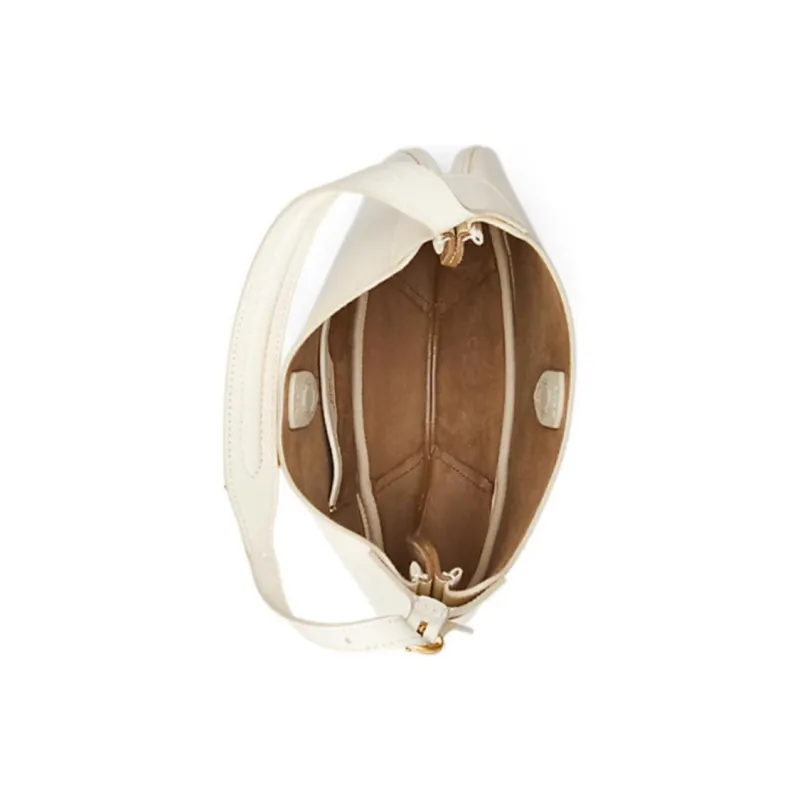 Polo Ralph Lauren Leather Shoulder Bag Women's Ivory-3