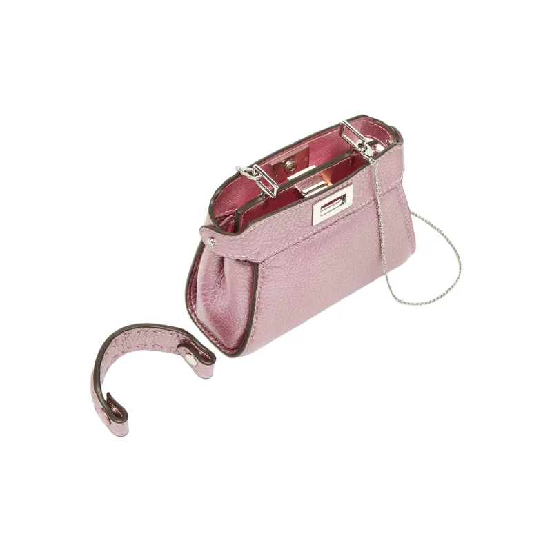 FENDI Peekaboo Calfskin Shoulder Bag, Crossbody Bag, Handbag Extra Mini Women's Pink-3