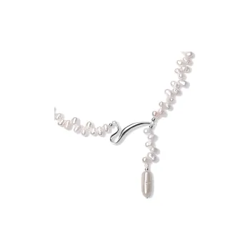 Amame 925 Sterling Silver Necklaces Women's Pearl White