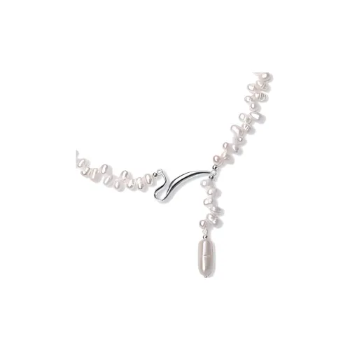 Amame 925 Sterling Silver Necklaces Women's Pearl White