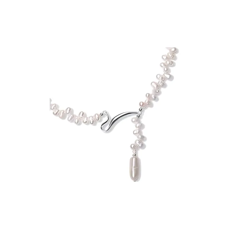 Amame 925 Sterling Silver Necklaces Women's Pearl White-0