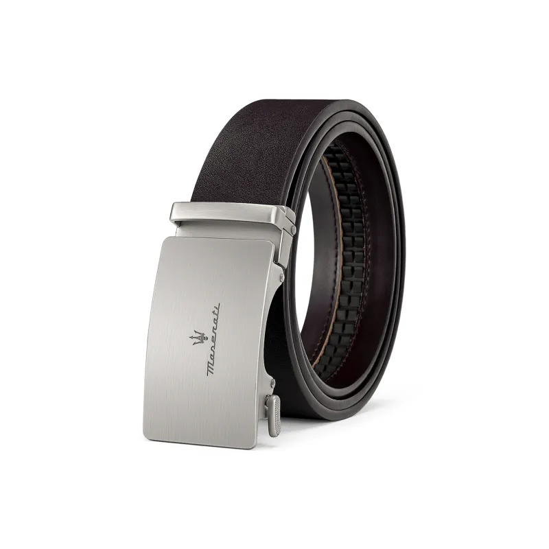 Maserati Cow Split Leather Belts Men's Coffee Width  3.5cm-0