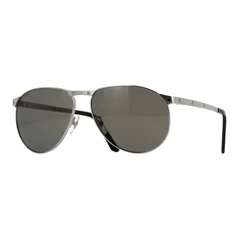 CARTIER Metal Oval Sunglasses Unisex Silver-0