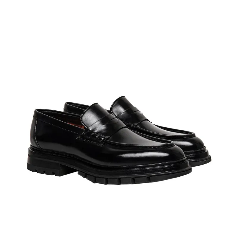 Santoni Lug sole Leather Penny Loafers-2