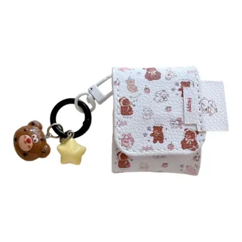Baohuguang Compatible With AirPods 2/pro/3/1 Leather Ins Cartoon Print Scarf Bear Impact Resistant Headphone Cases