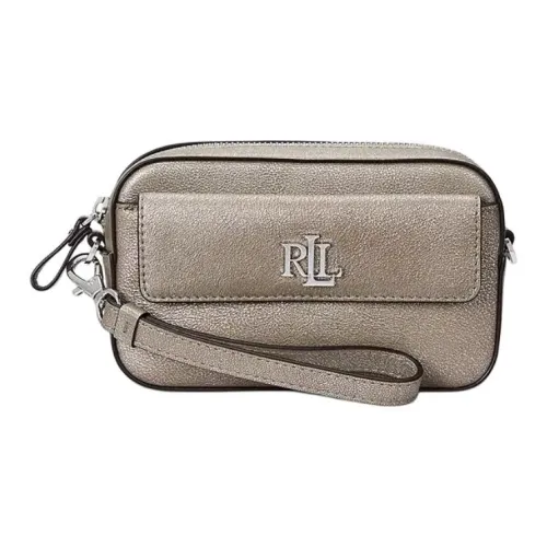 LAUREN RALPH LAUREN Leather Shoulder Bag, Crossbody Bag Trumpets Women's Metal Silver