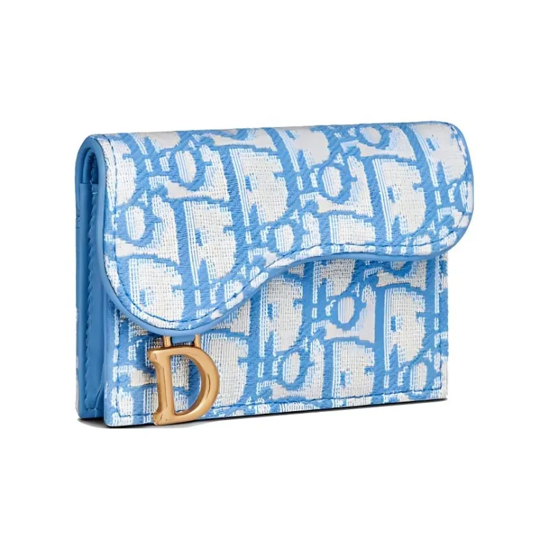 DIOR Canvas With Leather Canvas Bag Wallets Women's Cornflower Blue-1