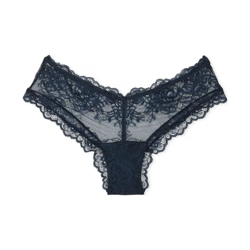 Victoria's Secret Very Sexy Rose Lace High Leg Cheeky Panty / DT Underpants Women's 1 Pack Dark Blue-0