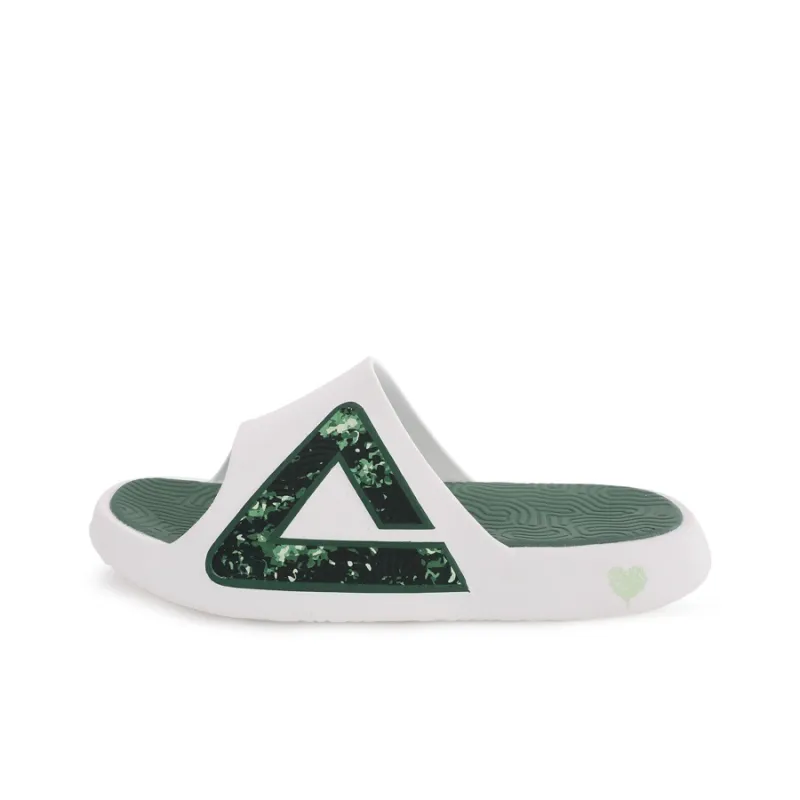 PEAK Tai Ji1.0 Slip Resistant Abrasion Resistant Slide Slippers Unisex White Dark Green-0