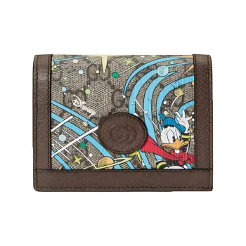 GUCCI Disney Collaboration Canvas With Leather Card Holder Women's Beige/Ebony
