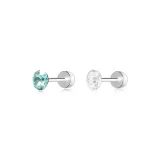 Huazi Stud Earrings 4mm-Light Cyan+White