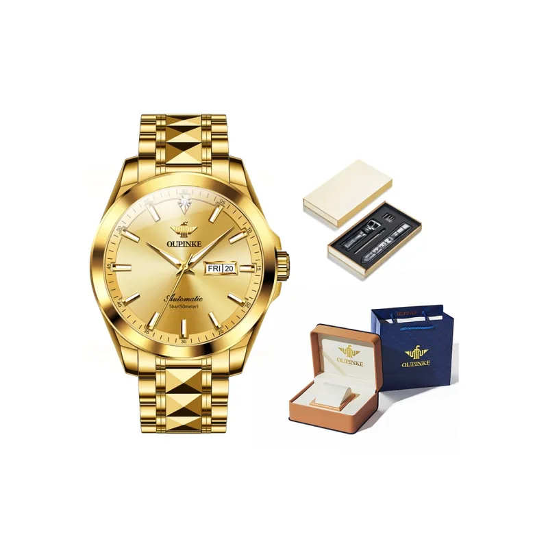 Oupinke Gaias Collection Mechanical Movement Stainless Steel Watchband Watch Men's Watches White Dial-28