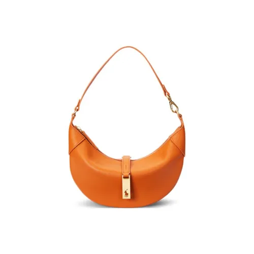 Polo Ralph Lauren Cow Leather Crescent Bag Handbag Shoulder Bag Mini Women's Orange