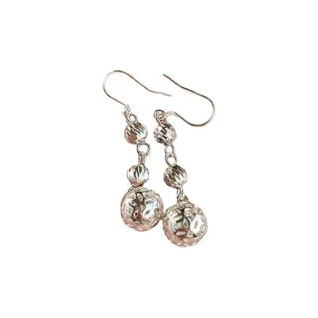 Stone Edge Poly Foot Silver 990 Sterling Silver Hoop Earrings Women's