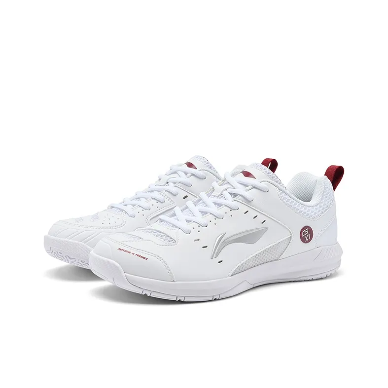 LiNing Feather Cushioning Anti-Slip And Wear-Resistant Low-Top Badminton Shoes Unisex White Red-3