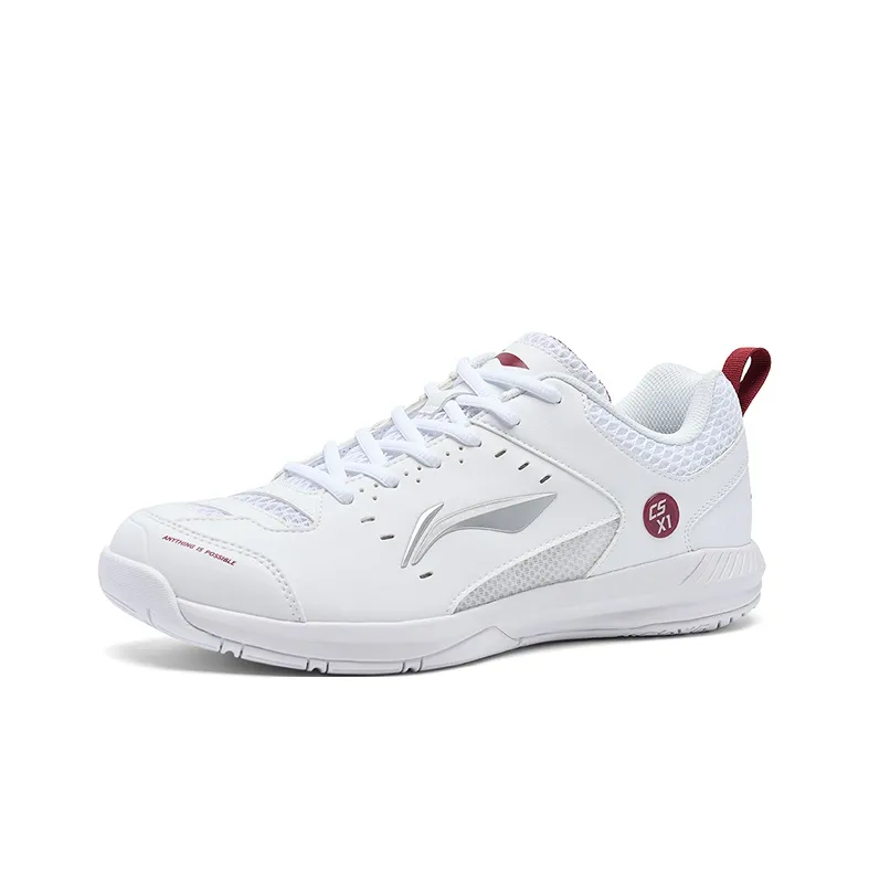 LiNing Feather Cushioning Anti-Slip And Wear-Resistant Low-Top Badminton Shoes Unisex White Red-1
