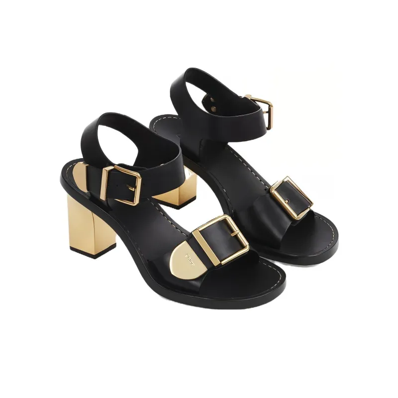 Chloe Rebecca One Strap Sandals 7.5cm Women's Black-2