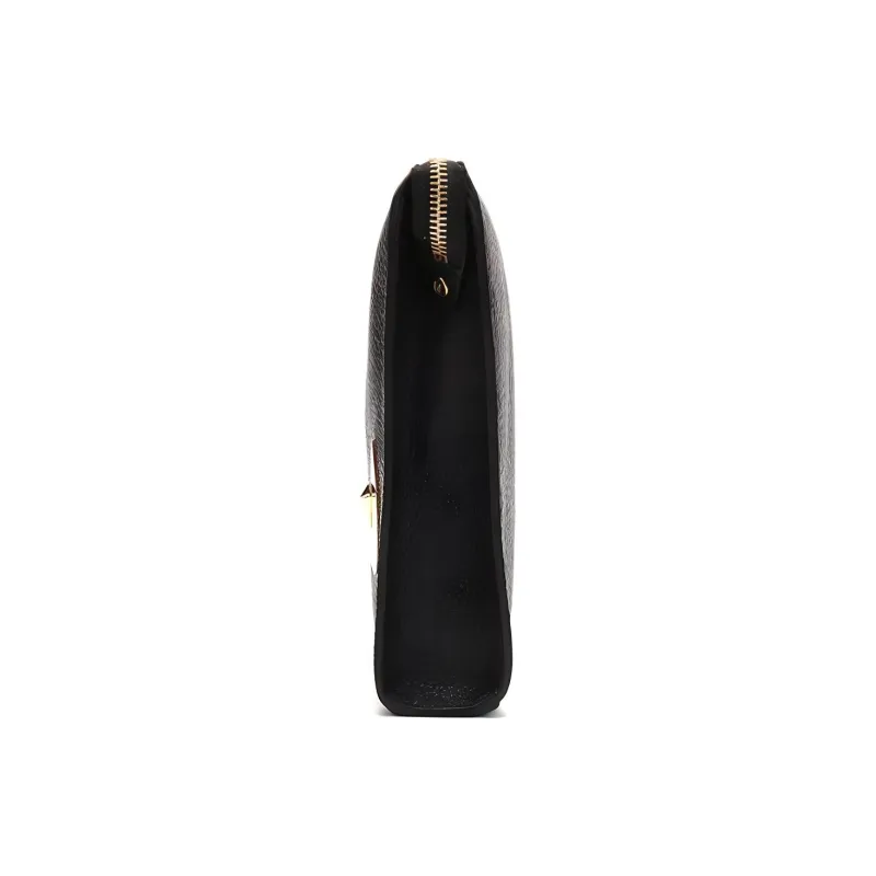 FENDI Cow Leather Clutch Unisex Black-2